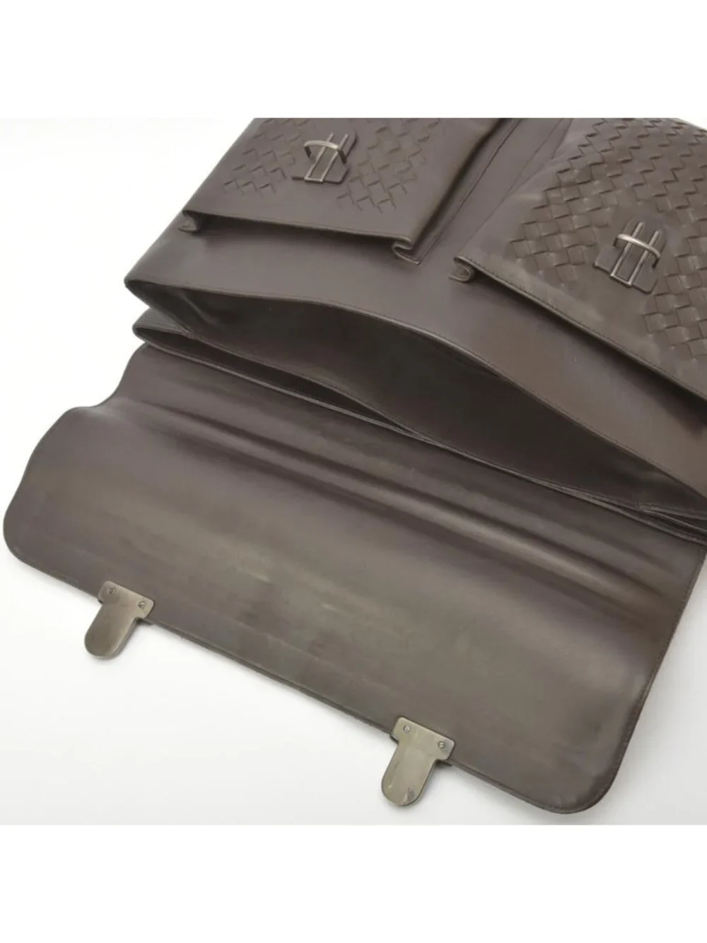 Bottega Veneta Business Bag Intrecciato Leather Dark Brown